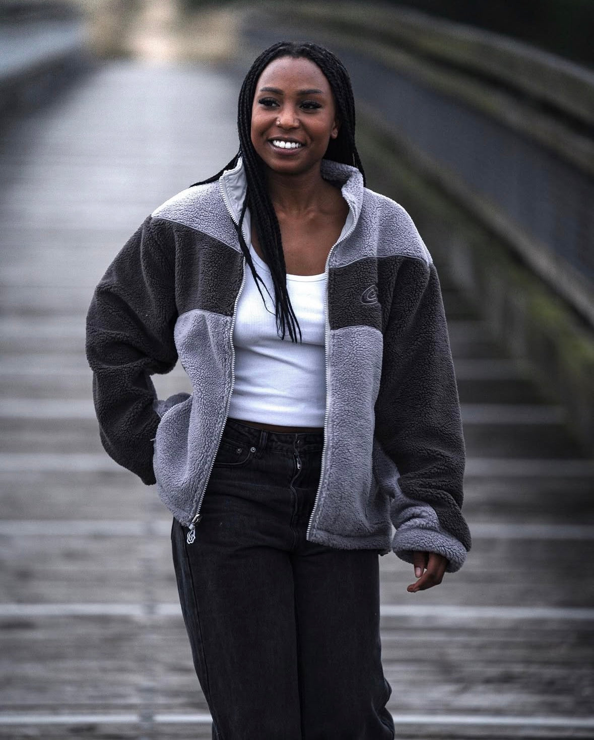 REVERSIBLE FLEECE - SPACE GREY